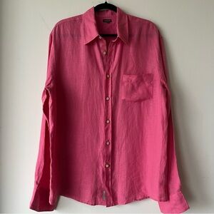 OndadeMar Men XL Linen Pink Button Down Shirt Coastal Resort Holiday Lightweight
